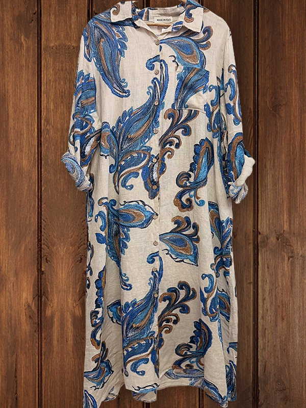 Retro Floral Patchwork Shirt Dress