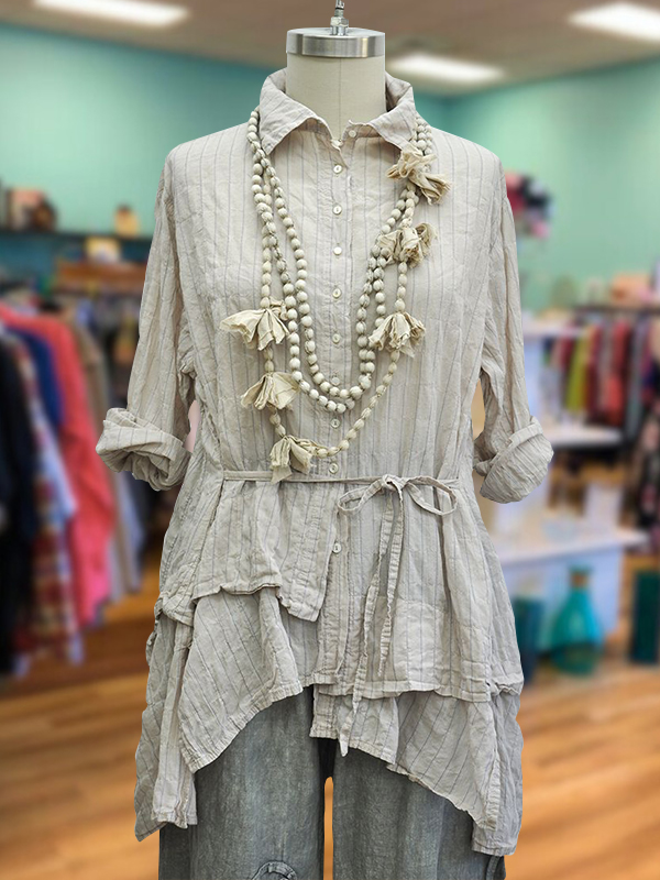 Casual Cotton And Linen Irregular Hem Shirt