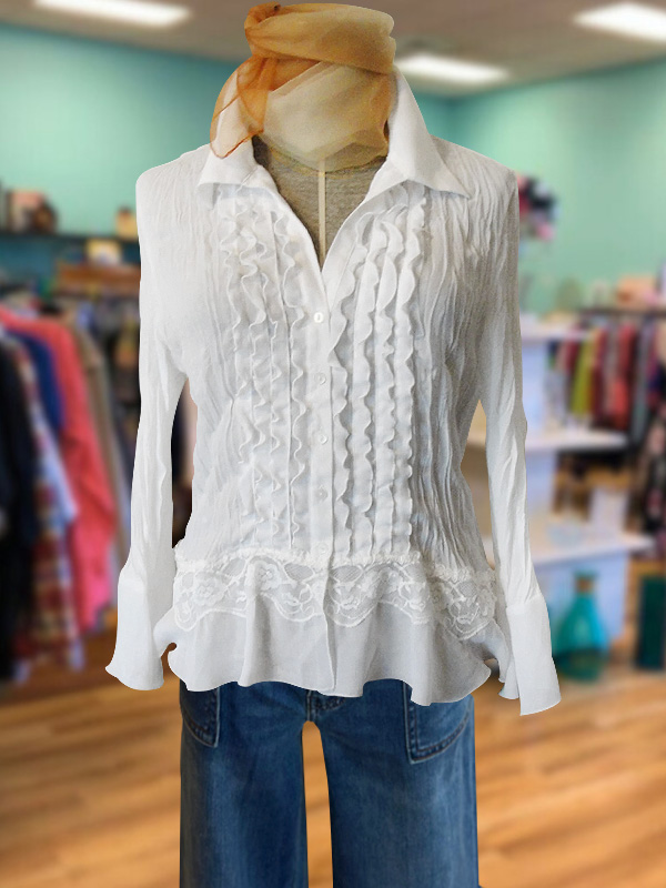 Elegant Casual Ruffled Pleated Shirt