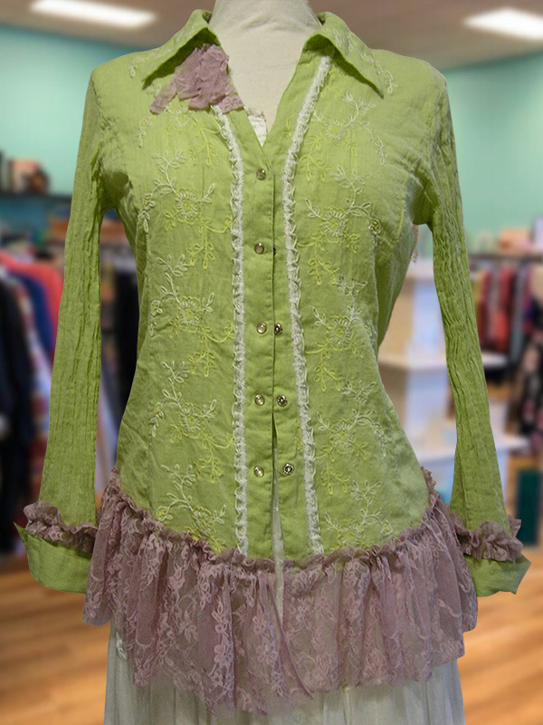 Vintage Floral Lace Refashioned Blouse