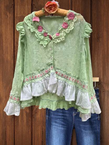 Romantic Ivy And Roses Cottage Tatter Fairy Top