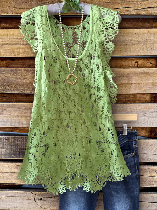 Women's top | Vintage Lace Ruffle Short Sleeve Top |Website-shopcharmingrose