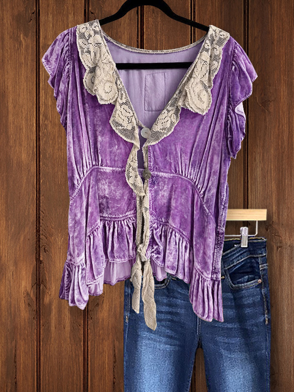 Vintage Elegant Lace Ruffle Top