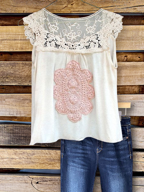 Women's top | Vintage Lace Crochet Applique Top |Website-shopcharmingrose