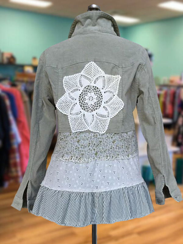 Women's top | Retro Casual Floral Patchwork Ruffled Top |Website-shopcharmingrose