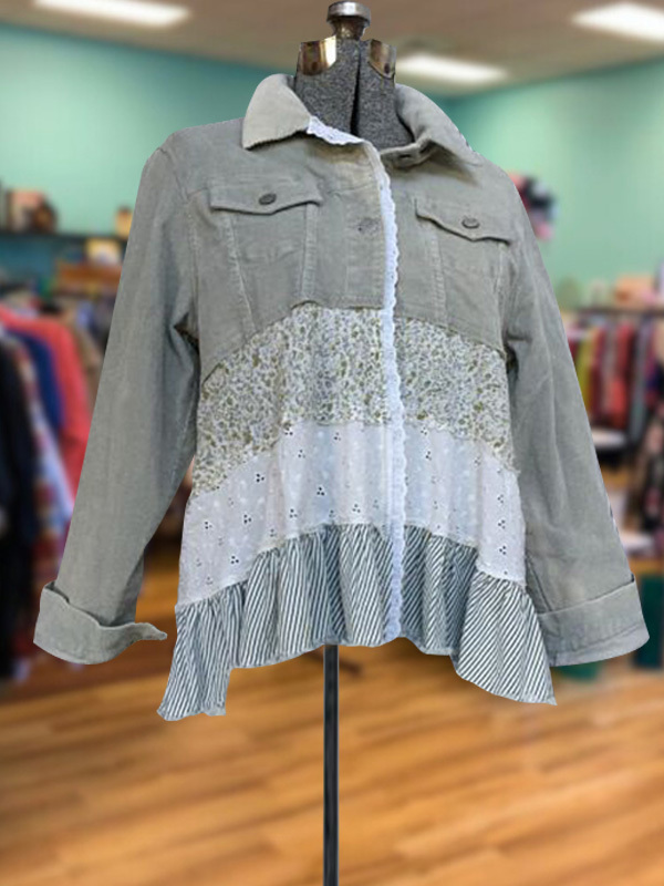 Retro Casual Floral Patchwork Ruffled Top