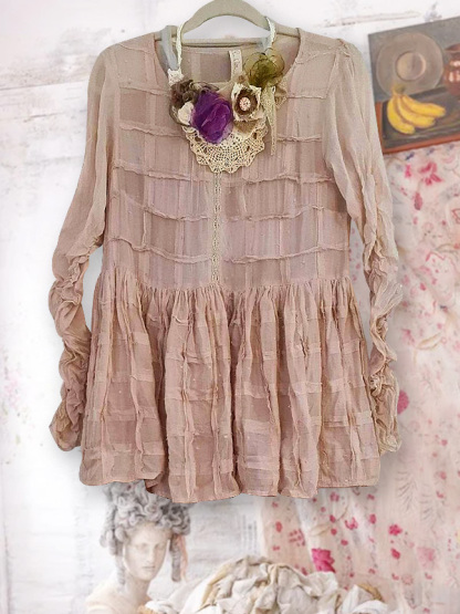 Retro Casual Ruffle Patchwork Top