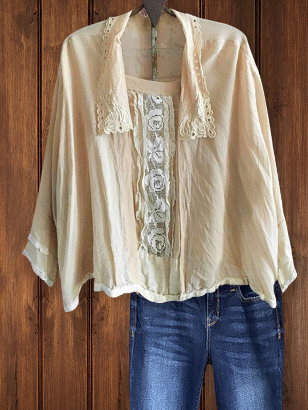 Retro Casual Lace Patchwork Top