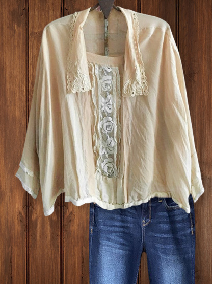 Retro Casual Lace Patchwork Top