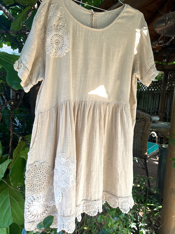 Bohemian Natural Cotton Upcycled Vintage Crochet Top