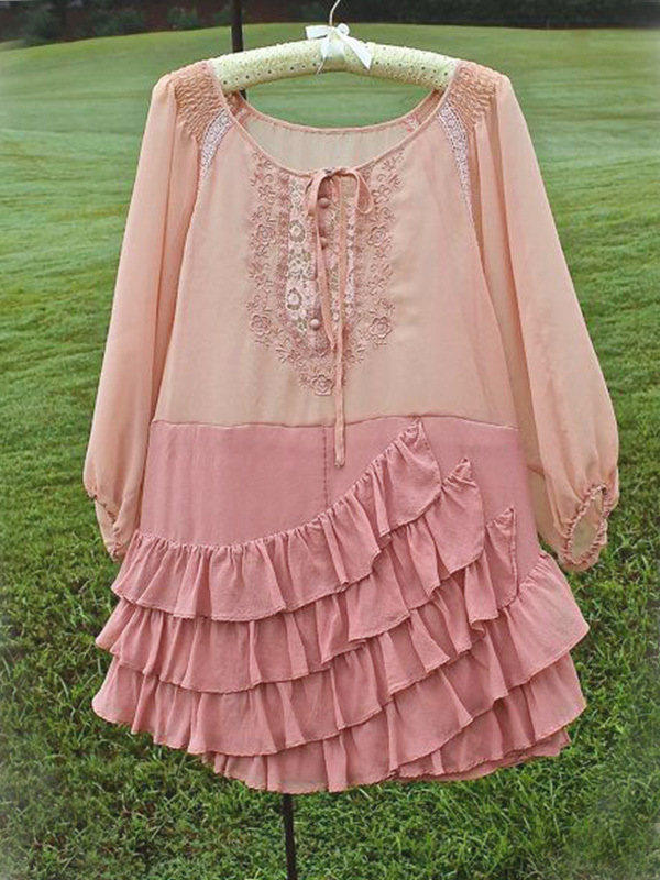 Women's top | Retro Elegant Ruffled Lace Top |Website-shopcharmingrose
