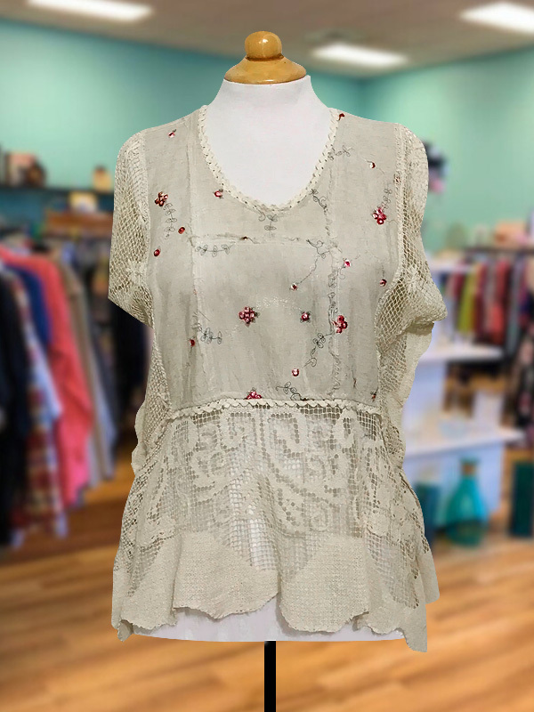 Women's top | Retro Floral Lace Short Sleeve Top |Website-shopcharmingrose