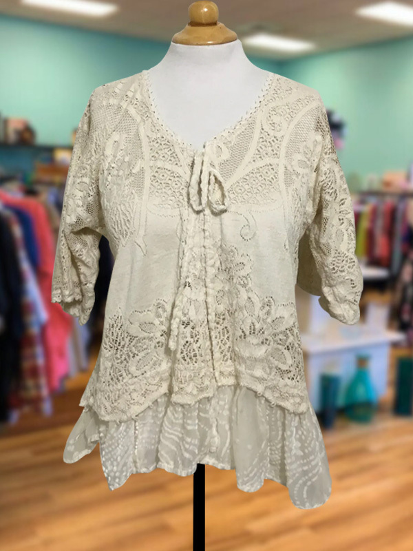 Women's top | Vintage Casual Lace Ruffle Top |Website-shopcharmingrose