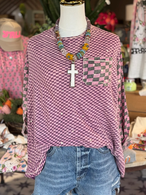 Women's top | Casual Retro Plaid Spliced top |Website-shopcharmingrose