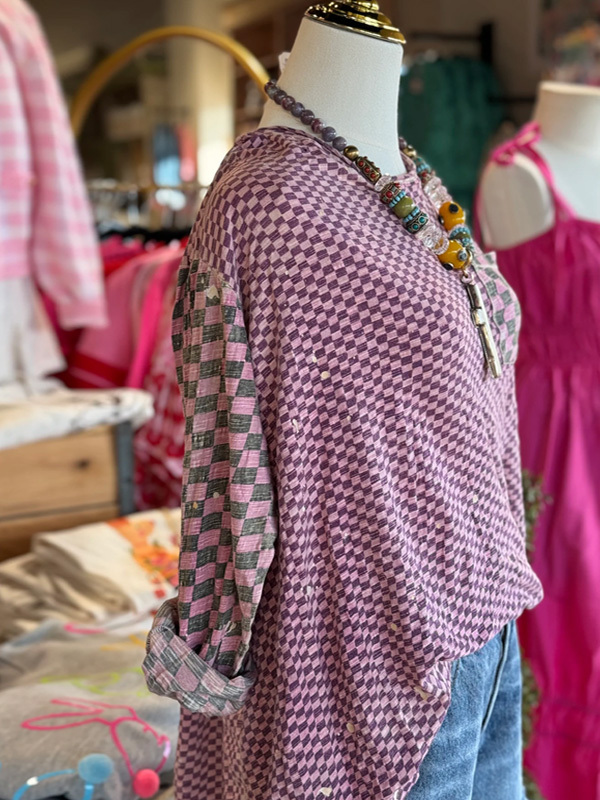 Casual Retro Plaid Spliced top