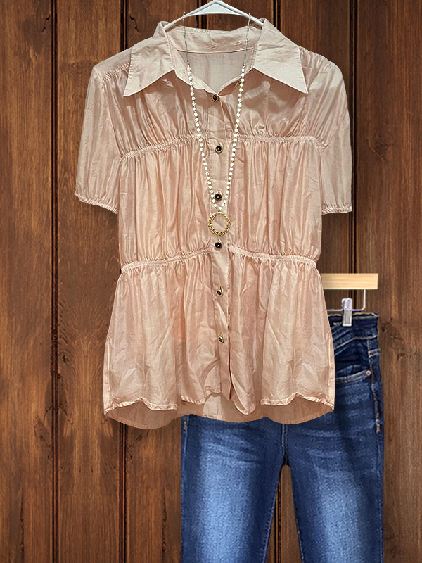 Women's top | Casual Ruffled Patchwork Short-Sleeved Top |Website-shopcharmingrose