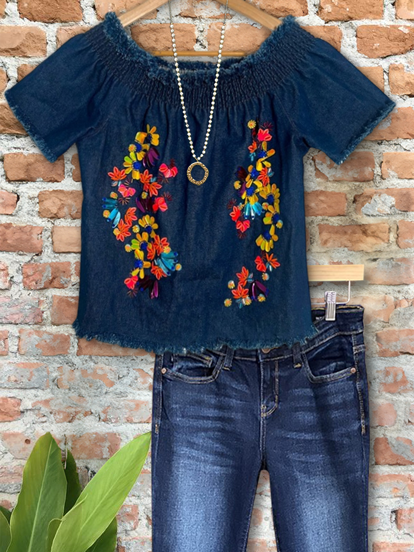 Women's top | Vintage Floral Embroidered Short-Sleeved Top |Website-shopcharmingrose