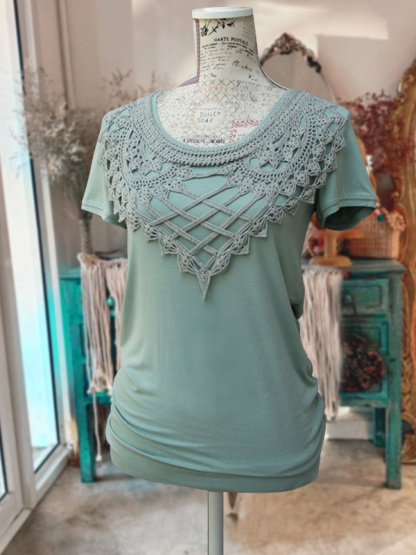 Vintage Crochet Short Sleeve Top
