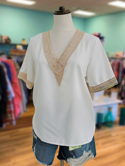 Casual Hollow Stitching Short-Sleeved Top