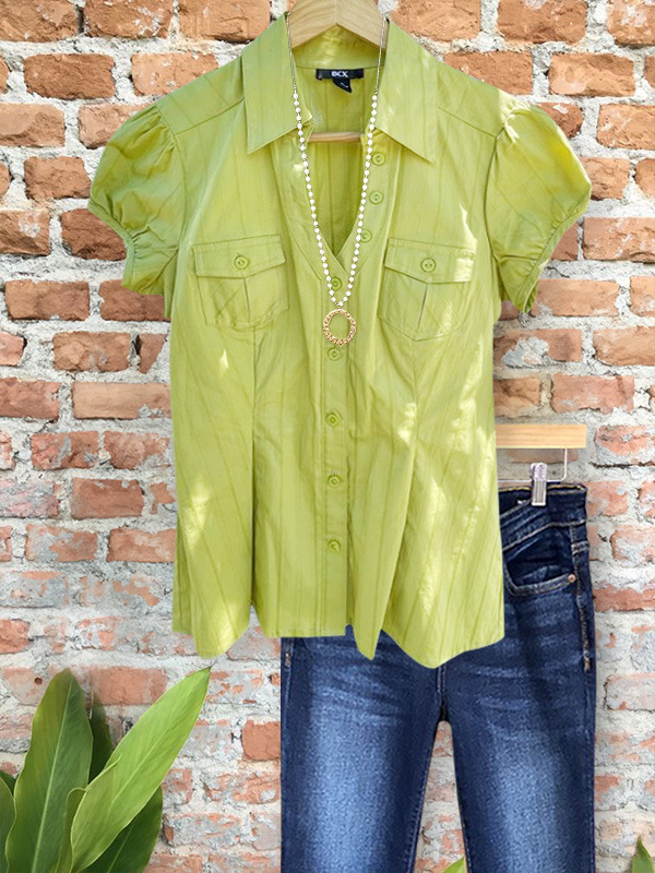 Women's top | Casual Double Pocket Short Sleeve Top |Website-shopcharmingrose