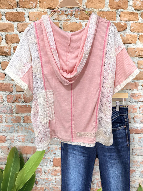 Casual Hollow Stitching Short-Sleeved Top