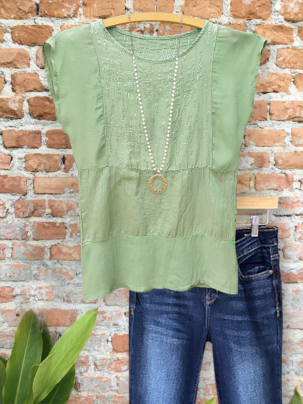 Women's top | Casual Patchwork Short-Sleeved Top |Website-shopcharmingrose