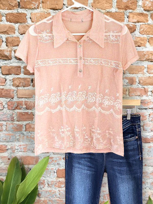 Casual Elegant Lace Lapel Top