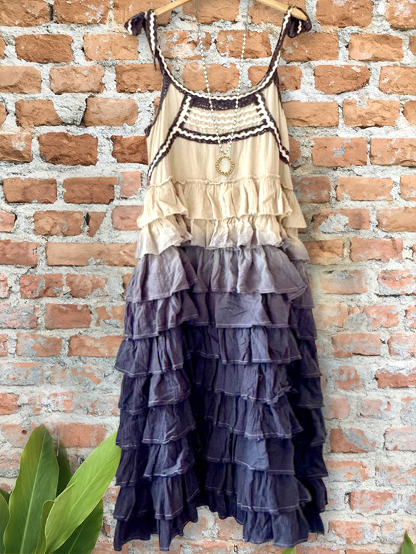 Bohemian Retro Layered Ruffle Bohemia Dress