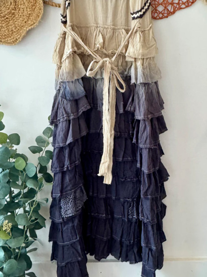 Bohemian Retro Layered Ruffle Bohemia Dress