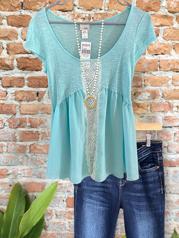 Women's top | Elegant Lace Double Fabric Patchwork Top |Website-shopcharmingrose