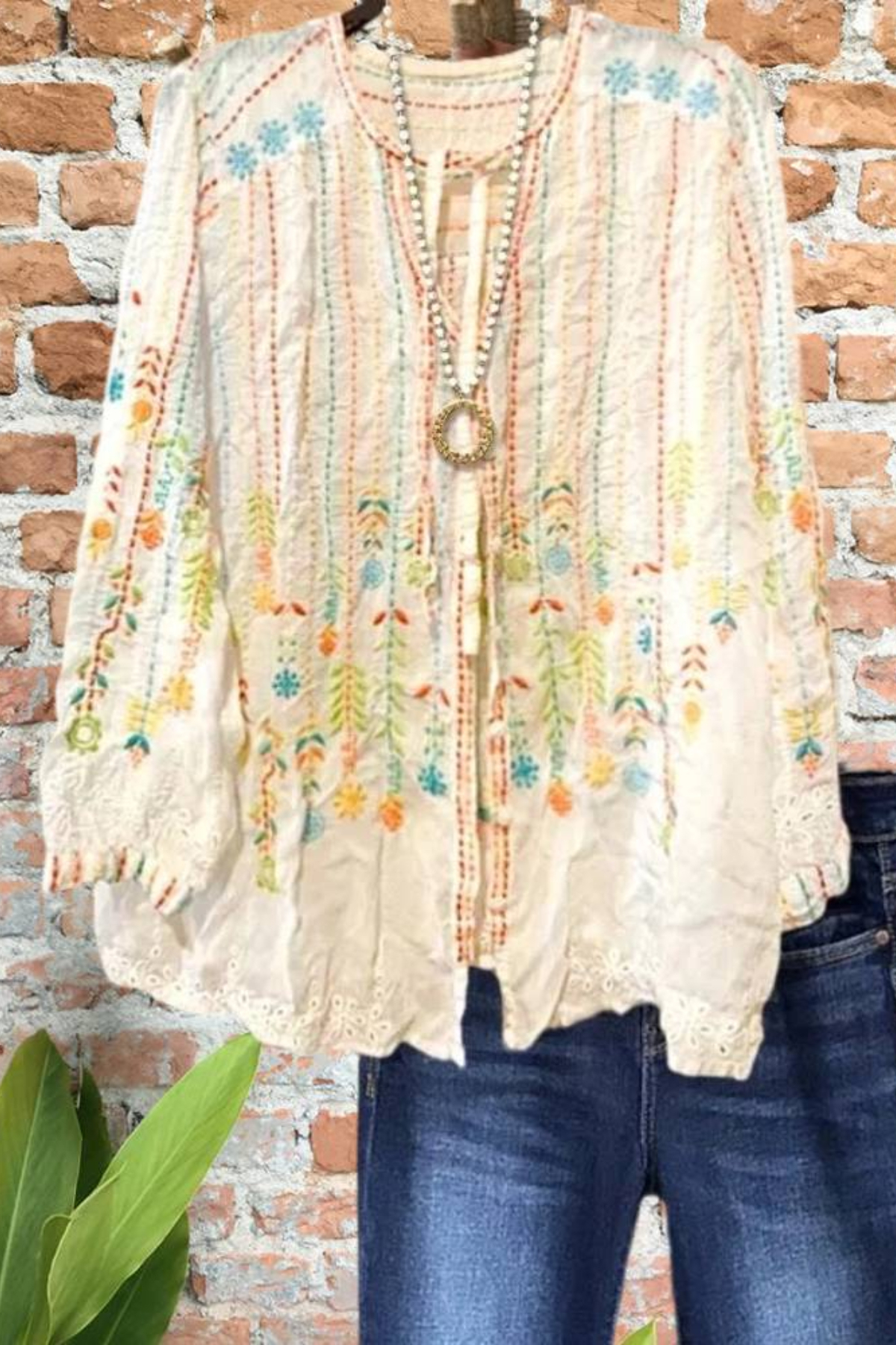 Women's top | Casual Elegant Floral Embroidered Top |Website-shopcharmingrose