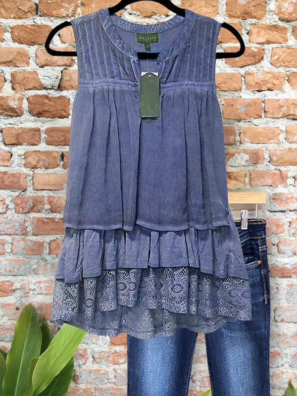 Vintage Ruffle Patchwork Vest Top