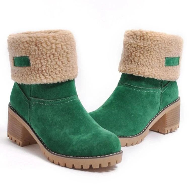 Women Suede Warm Lining Platform Snow Ankle Boots