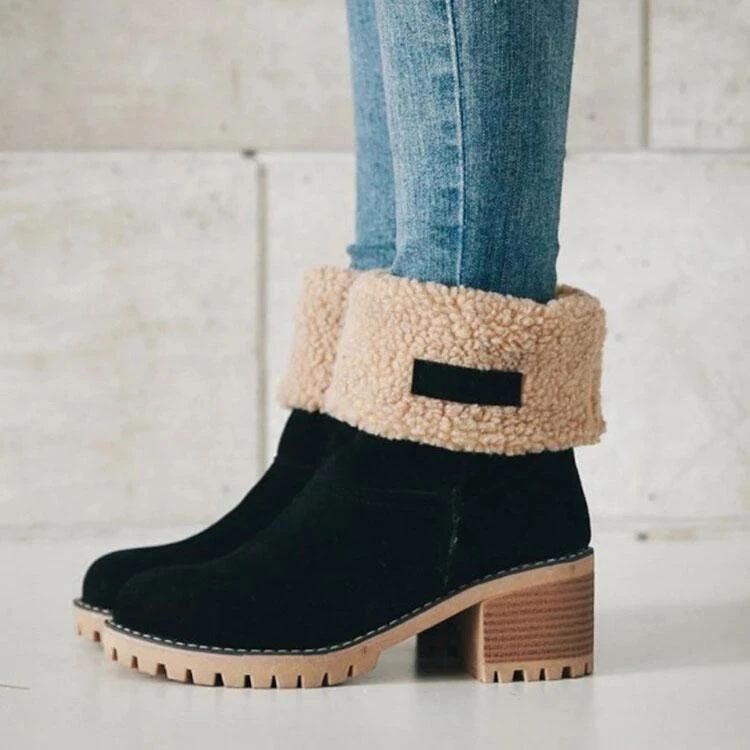 Women Suede Warm Lining Platform Snow Ankle Boots