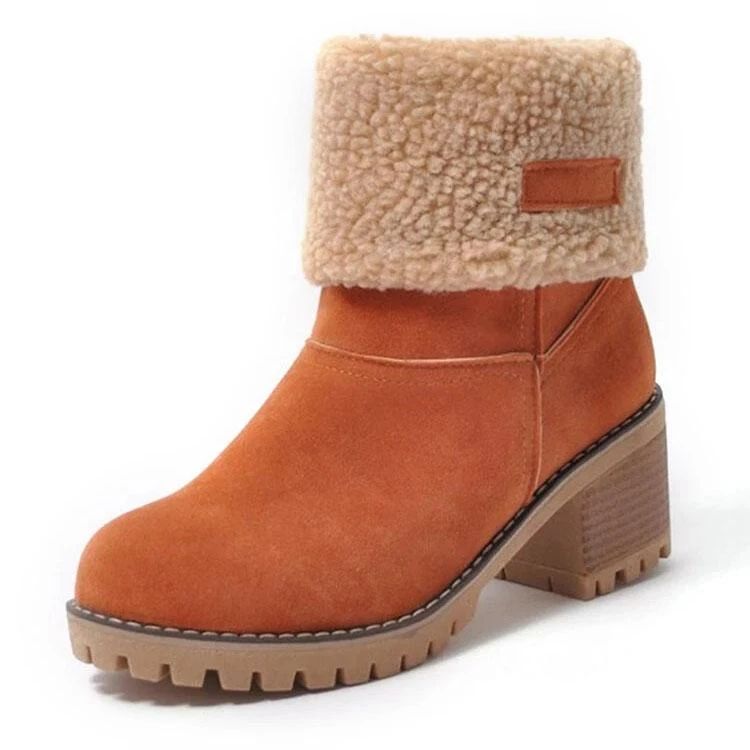 Women Suede Warm Lining Platform Snow Ankle Boots
