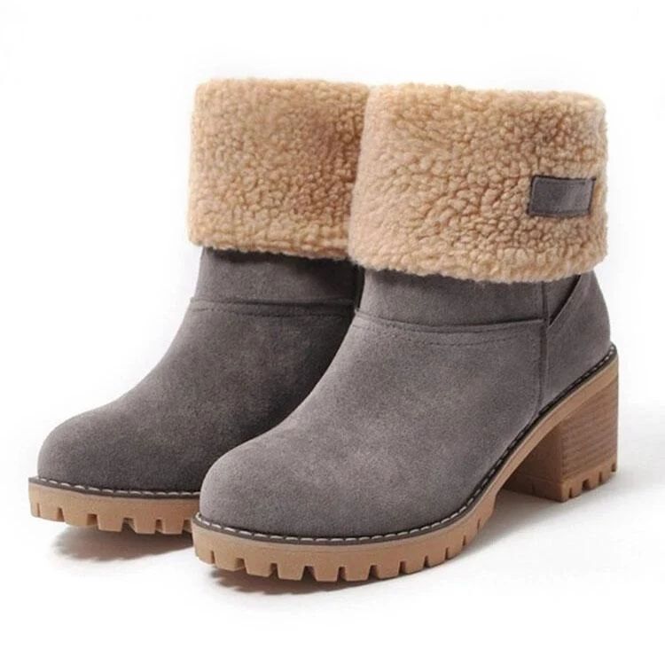 Women Suede Warm Lining Platform Snow Ankle Boots