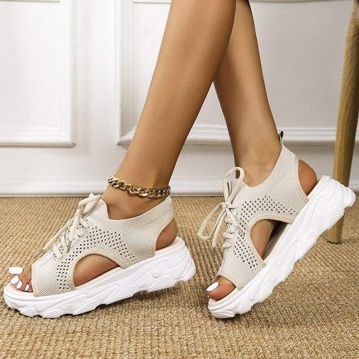 Footcare—Women's Casual Knit Hollow-out Slip On Sandals