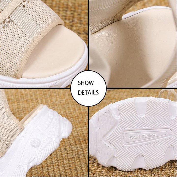 Footcare—Women's Casual Knit Hollow-out Slip On Sandals
