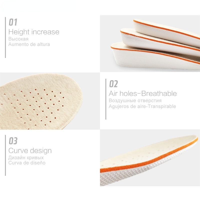 1.5/2.5/3.5cm Height Increase Insole For Shoes Women Man Height Increasing Shoes Inserts Care Foot Pads Comfortable Soles