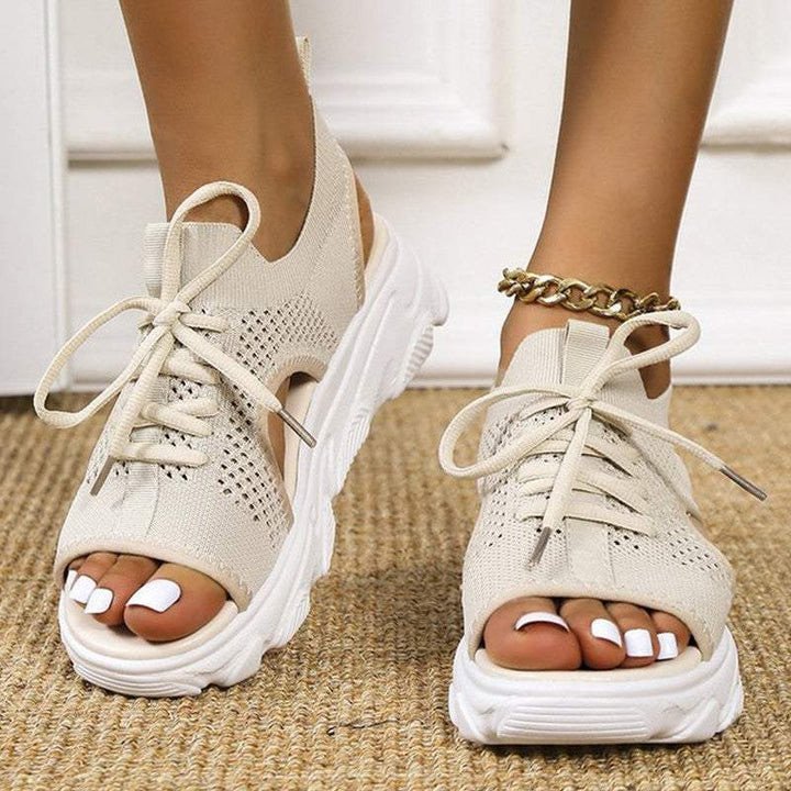 Footcare—Women's Casual Knit Hollow-out Slip On Sandals