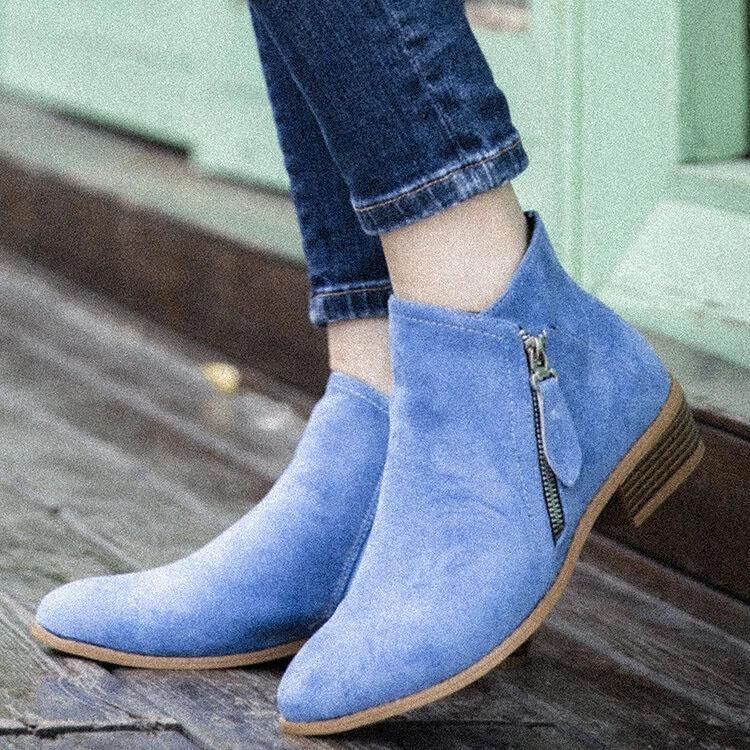 Women Casual Chelsea Zipper Chunky Heel Short Single Boots