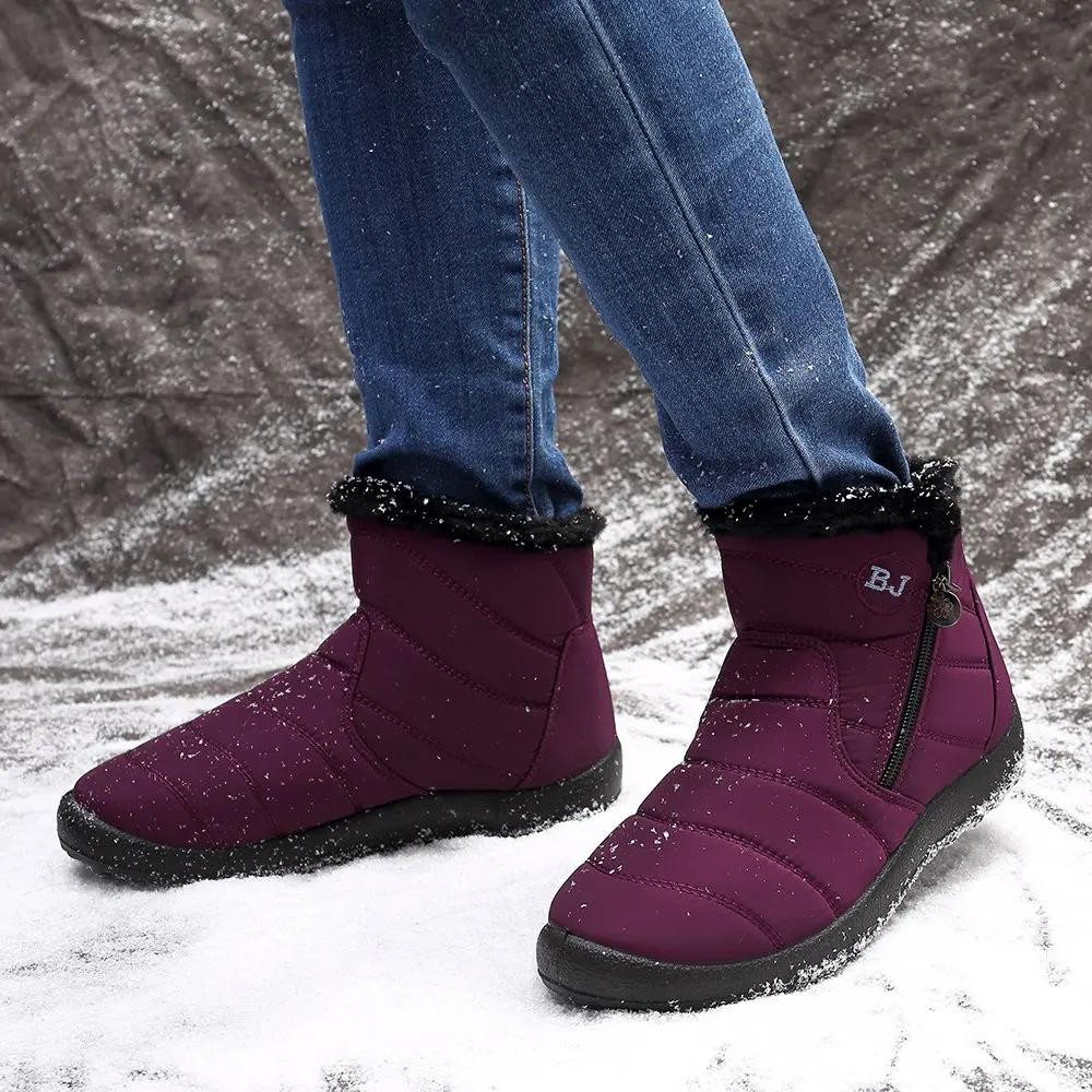 Women Waterproof Warm Lining Winter Snow Ankle Casual Boots