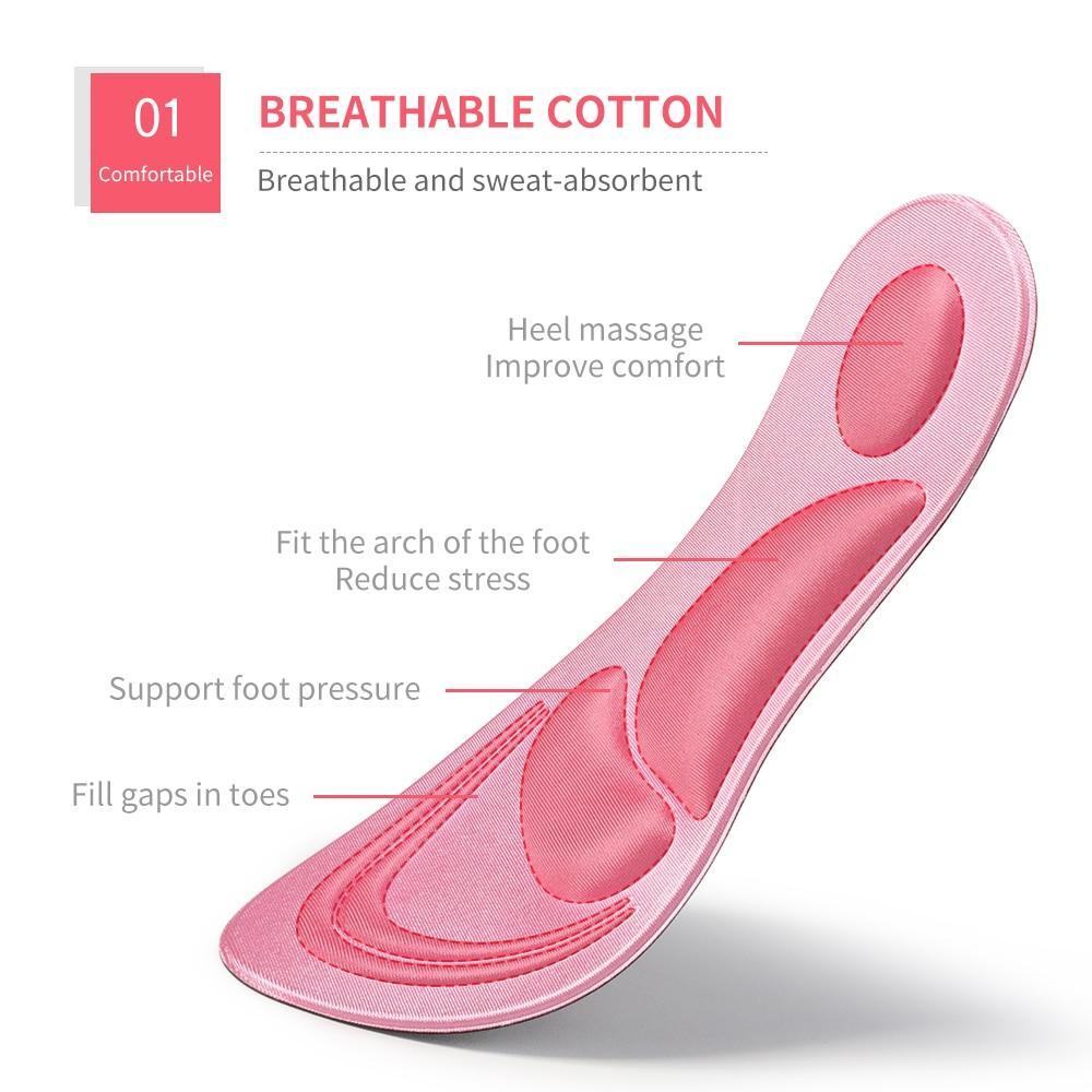 4d Memory Foam  Insoles For Shoes Women Men Flat Feet Arch Support Massage Plantar Fasciitis Sports Pad