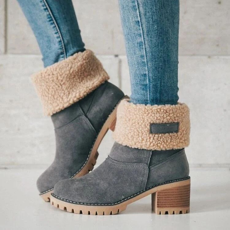 Women Suede Warm Lining Platform Snow Ankle Boots