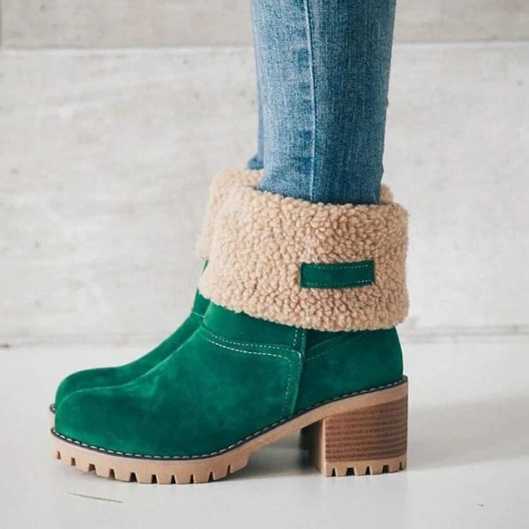 Women Suede Warm Lining Platform Snow Ankle Boots