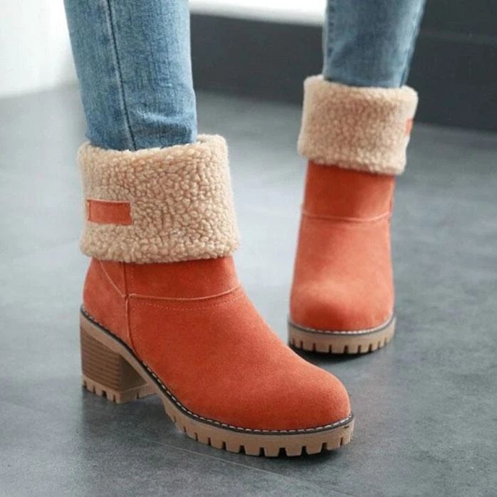 Women Suede Warm Lining Platform Snow Ankle Boots