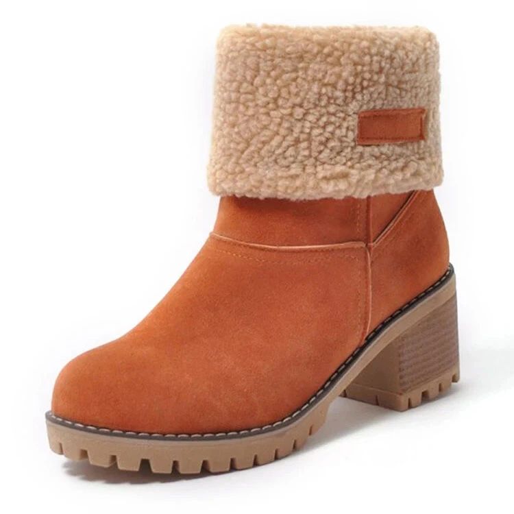 Women Suede Warm Lining Platform Snow Ankle Boots