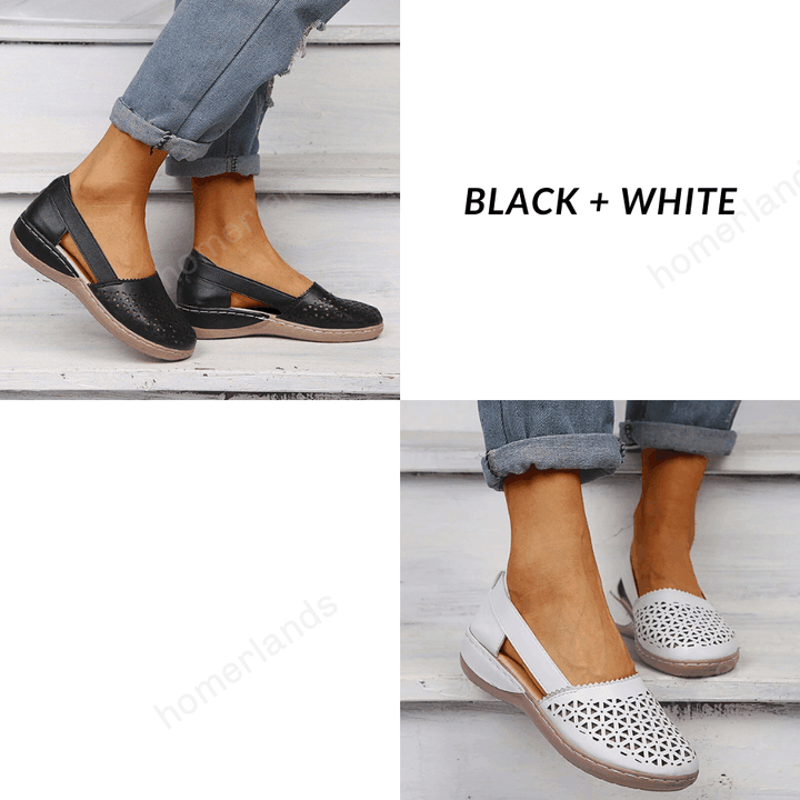 Women Wedges Orthopedic Hollow Out Leather Vintage Sandals