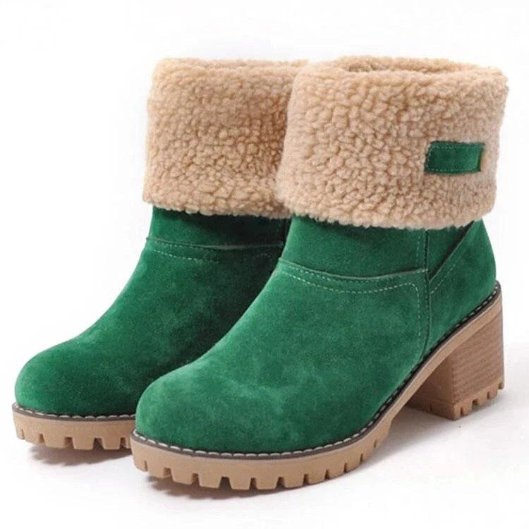 Women Suede Warm Lining Platform Snow Ankle Boots
