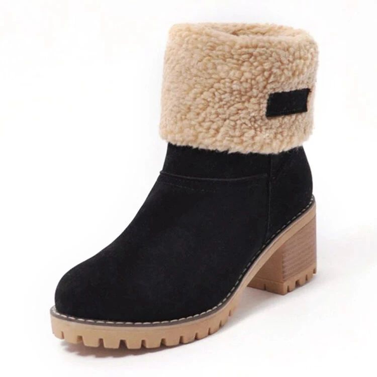 Women Suede Warm Lining Platform Snow Ankle Boots